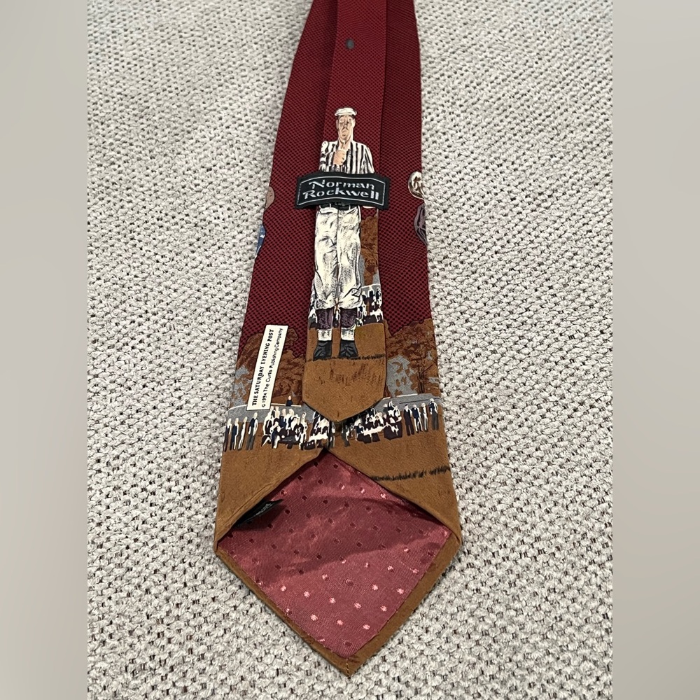 Vintage 1994 Norman Rockwell Football Coin Flip‎ Men’s Neck Tie - Picture 5 of 9